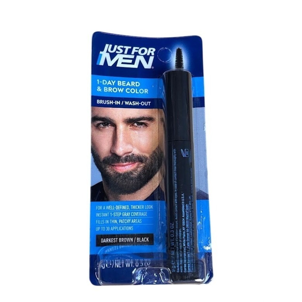 Just For Men 1-Day Beard & Brow Color Darkest Brown Black Temporary Gray Cover